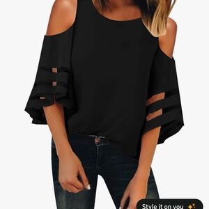 Chic Black Cold Shoulder Blouse
